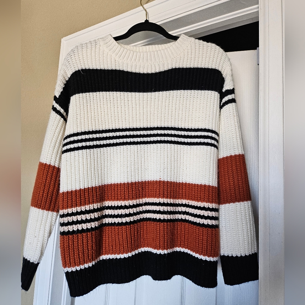 Cozy Halloween /Fall Striped Sweater